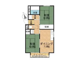 パルテール旭B【106号室】の間取り