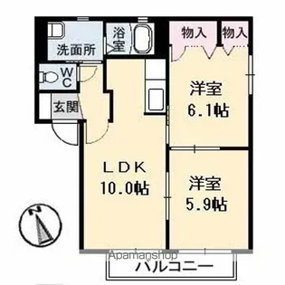 シャーメゾン沖洲 2番館【1階】の間取り