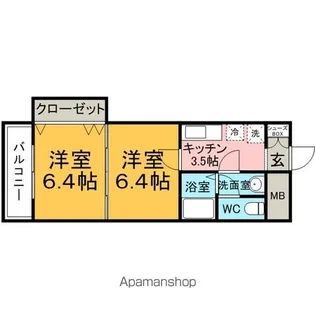 ヴォルフスガルテン太宰府【3階】の間取り