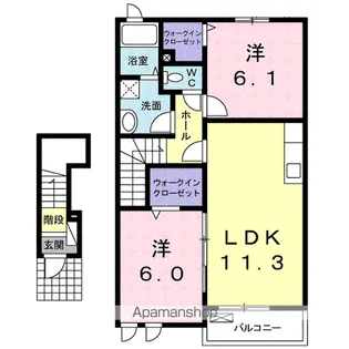 徳島県板野郡松茂町豊岡字豊岡開拓【アパート】の間取り