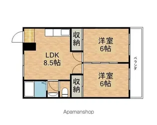 グローリー上新庄【402号室】の間取り