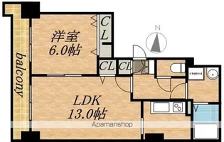 ティアラタワー中島倶楽部【17階】の間取り