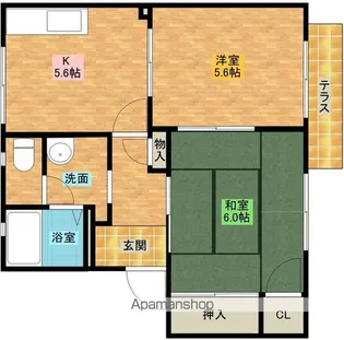 坂の久保ハイツE棟【1階】の間取り