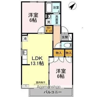 パークメゾン B棟【206号室】の間取り