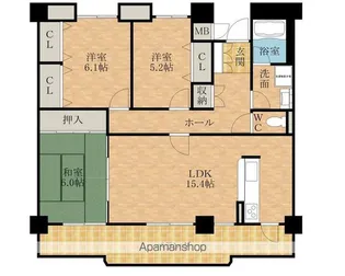 CASA PORTO岸和田【302号室】の間取り