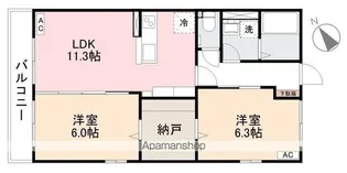 グランリーヴ西宝【203号室】の間取り