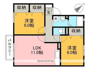 ウィルモア観月坂 A棟【1階】の間取り