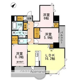 アルカーサル大道【6階】の間取り