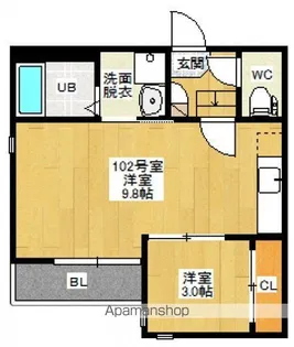 GRANDTIC VILLETTA N【102号室号室】の間取り