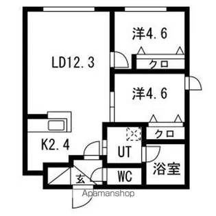 PRIME COURT苗穂駅前(プライムコート苗穂駅前)【1階】の間取り