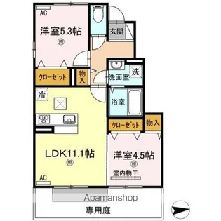 セジュール澄III A棟【1階】の間取り