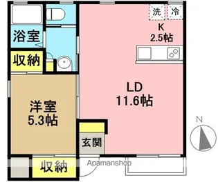 ウリッセ梅ヶ丘【103号室】の間取り