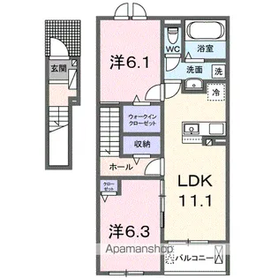 ファミールケイ B【2階】の間取り