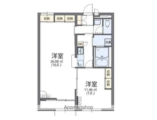 レオパレスヴィラージュE【103号室】の間取り
