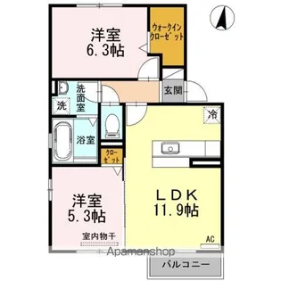 2LDKの間取り画像