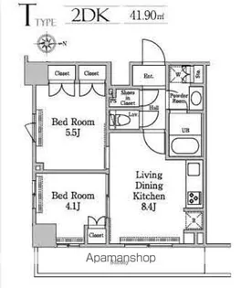 レジディア南品川Ⅱ【8階】の間取り