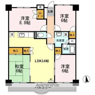 広島県福山市木之庄町3丁目【マンション】の間取り