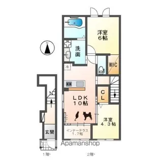 仮)北名古屋市鹿田アパート【2階】の間取り