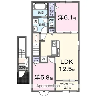 メゾンシュエットⅡ【2階】の間取り