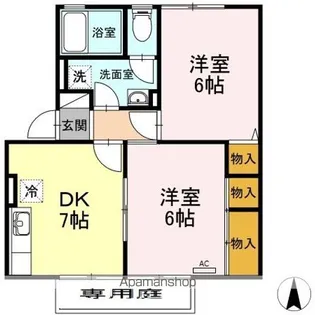 ビューラー福泊 B棟【1階】の間取り