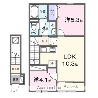 ポルト・ボヌールK Ⅱ【2階】の間取り