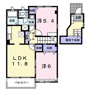 シャン・ド・フルール【2階】の間取り