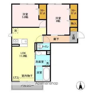 ルピナスヴィラ AB【2階】の間取り