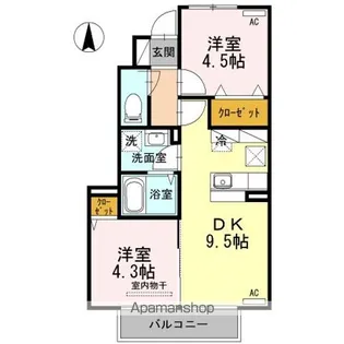 グリーンハイツ四王司【1階】の間取り