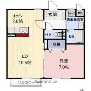 ラ ポール 松澤 B【1階】の間取り