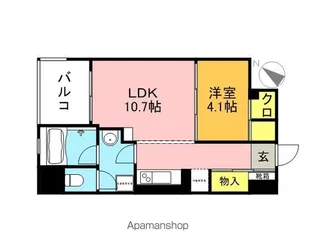 ラクレイス西新【11階】の間取り