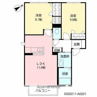 カーサ シェルテッツァ 野見山【2階】の間取り