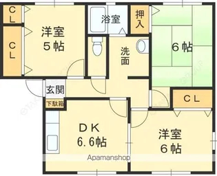 リビング川西【102号室】の間取り