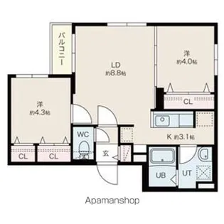 ファランドール新札幌Ⅱ【401号室】の間取り