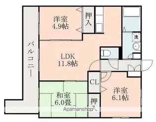 ブルージュ九品寺【6階】の間取り