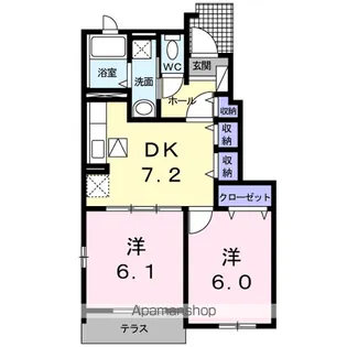 ひまわりB【1階】の間取り
