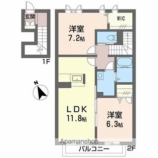 シャーメゾンAYA Ⅱ番館【203号室】の間取り