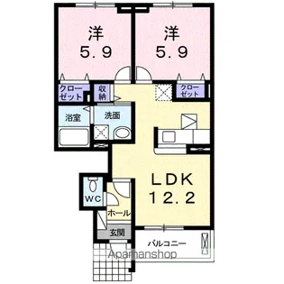 プレジャー ケイⅡ【102号室】の間取り