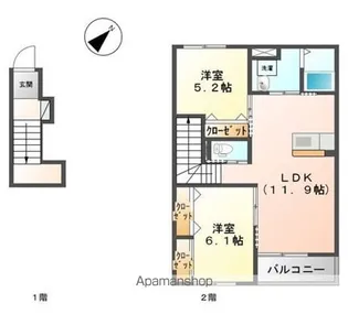スカイグレイス【201号室】の間取り