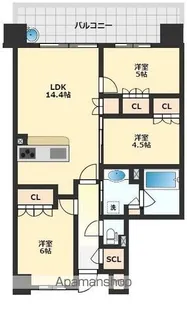 シャリエ野洲アクアガーデン【1203号室】の間取り