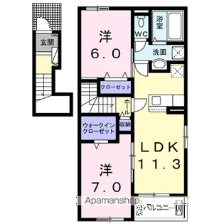 グリーンズいの Ⅱ【2階】の間取り