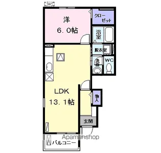 K.F.Kアルバ four B【1階】の間取り