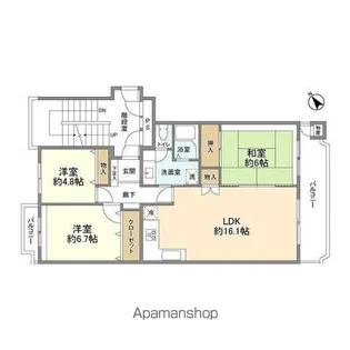海浜コートビレジ2号棟【3階】の間取り