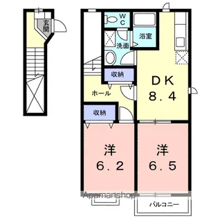 GREEN GARDEN福室B【2階】の間取り