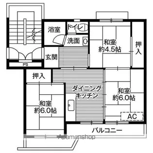 ビレッジハウス千津ヶ谷3号棟【403号室】の間取り