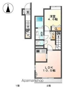 ベース新田南【202号室】の間取り