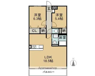 メゾンルミエール【2階】の間取り