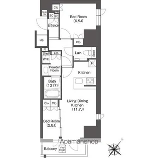 レフィールオーブ代々木【13階】の間取り