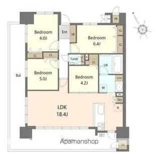 S-RESIDENCE愛宕SOUTH【4階】の間取り