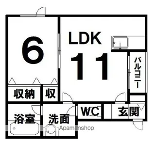 1LDKの間取り画像