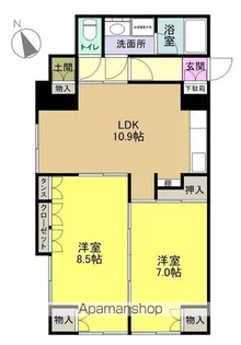 シャトーキミ【108号室】の間取り